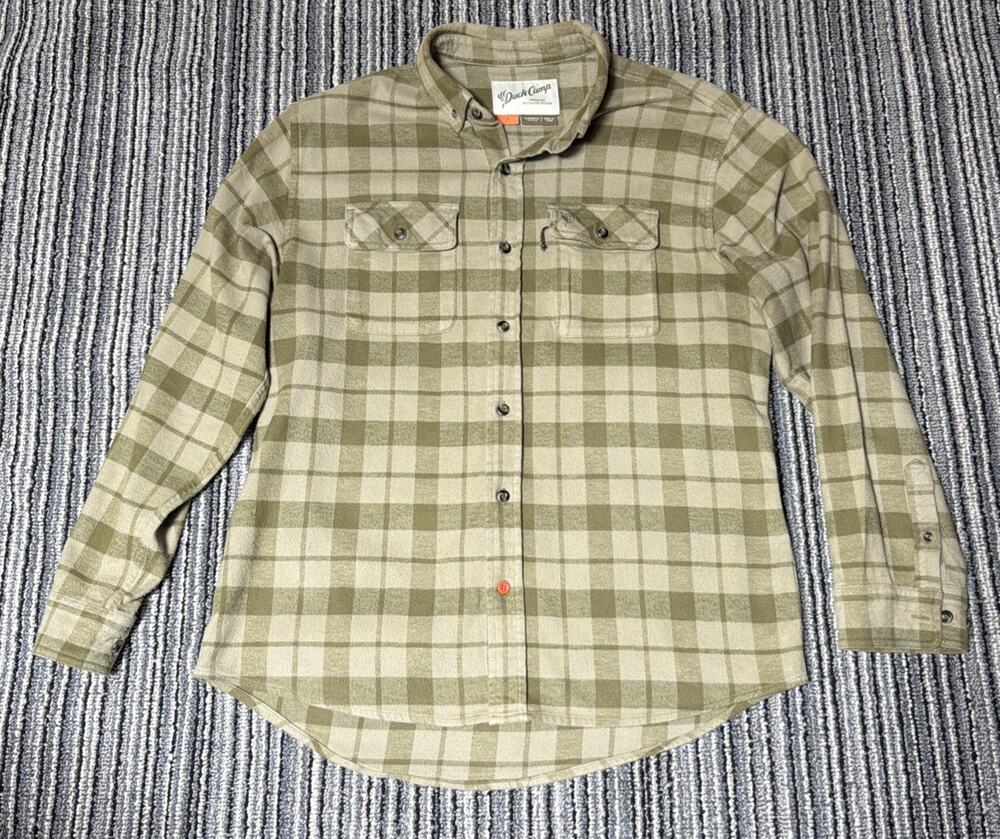 Duck Camp Co. Shirt Mens L Plaid Flannel Button Up Wetland Premium Hunting